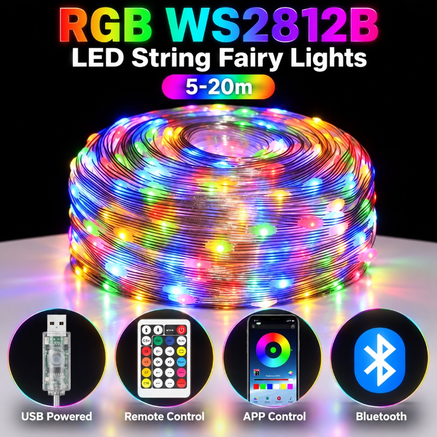 Home Decor Free App - Guirnalda de luces LED RGB WS2812B
