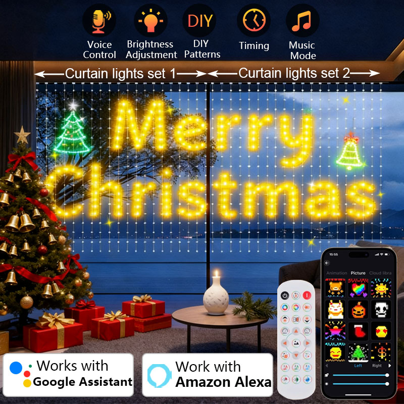 Home Decor Free App - Cortina de luces inteligente de 400LED,