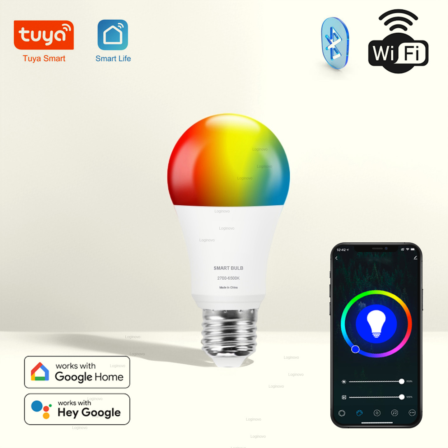 Home Decor Free App - Bombilla LED Tuya con Bluetooth/WiFi E27