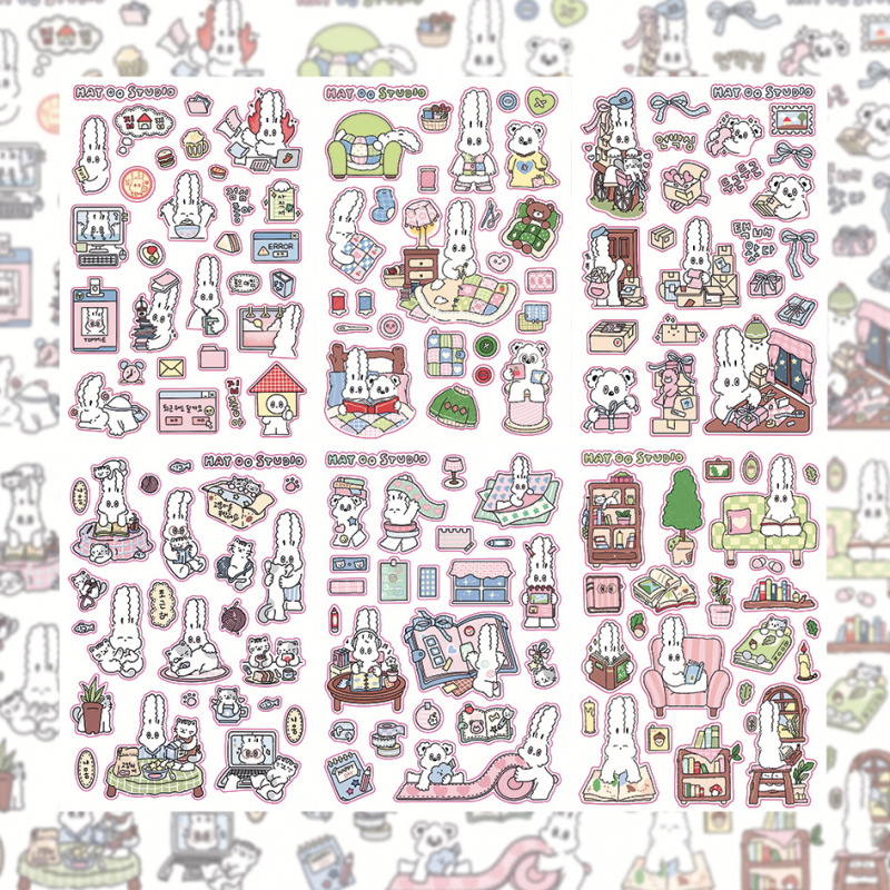 Home Decor Magazine - Pegatinas coreanas de conejo de dibujos