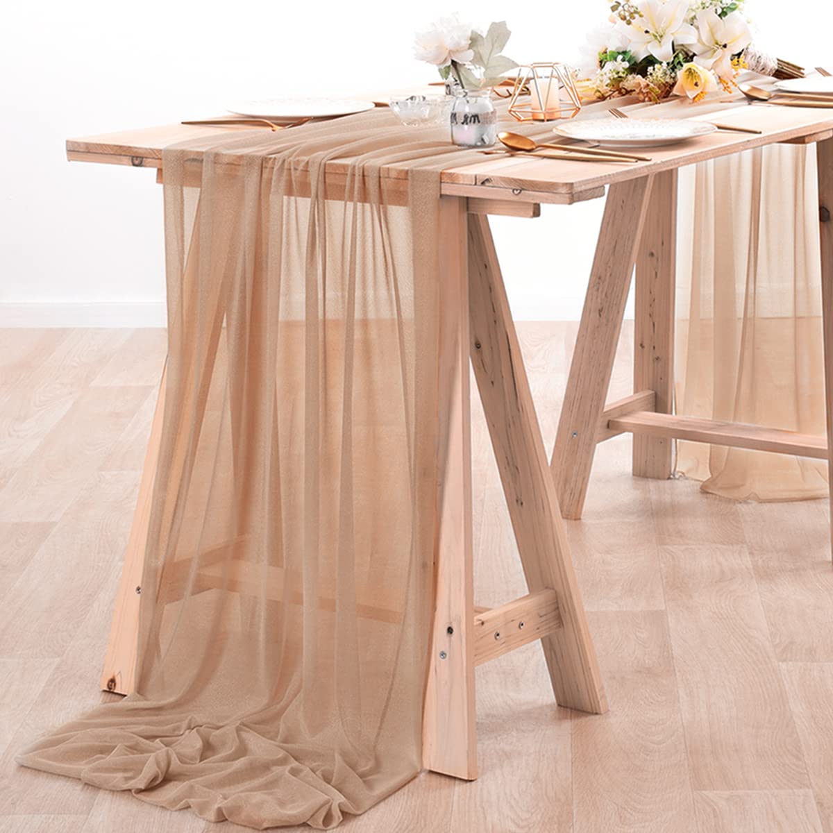 Camino de mesa de gasa, tela t - Linen Table Runner reseña y precio