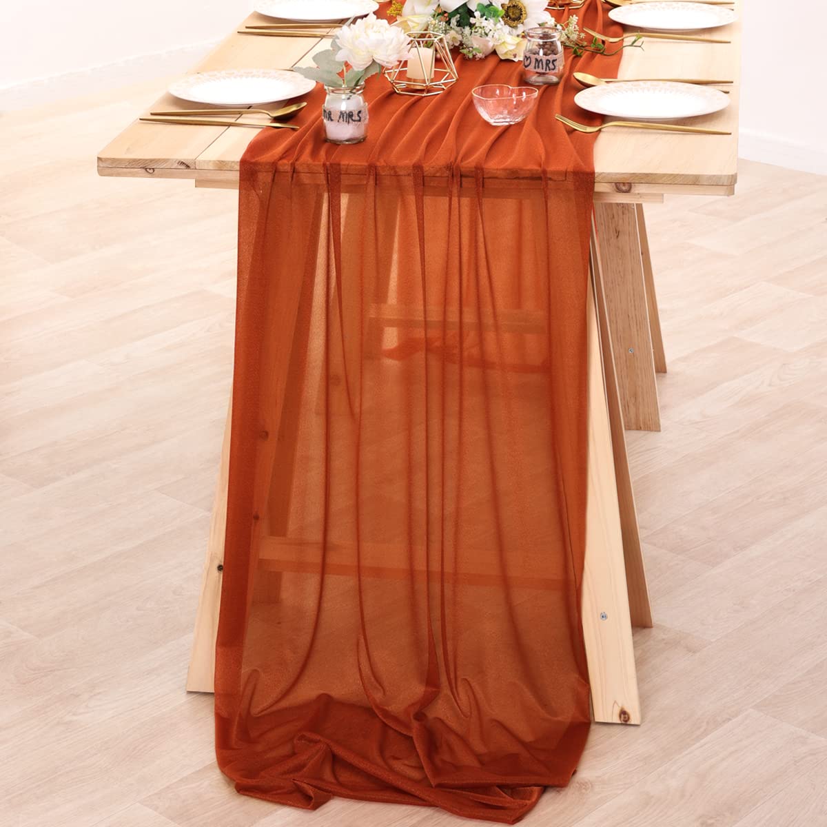 Camino de mesa de gasa, tela t - Linen Table Runner reseña y precio