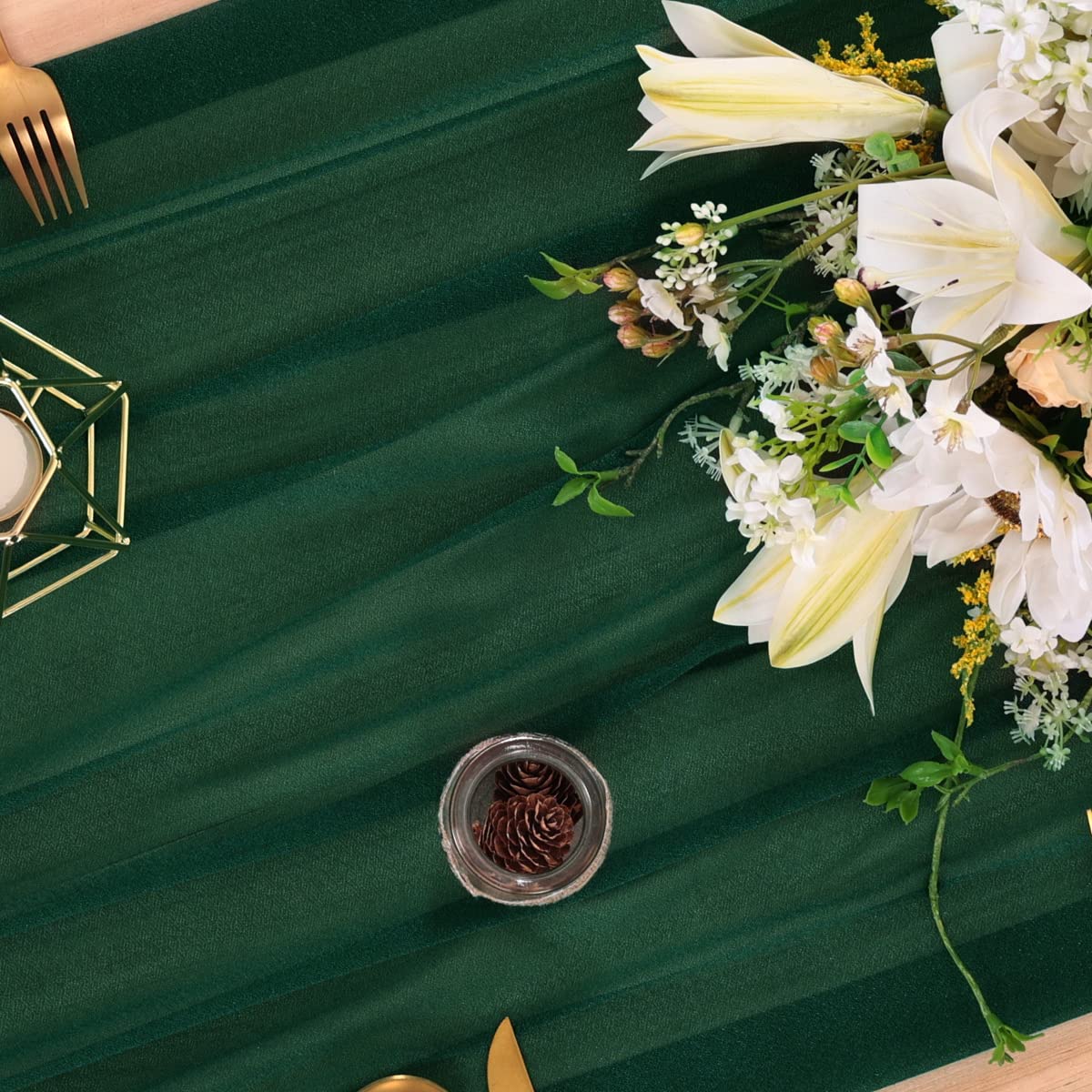 Camino de mesa de gasa, tela t - Linen Table Runner reseña y precio