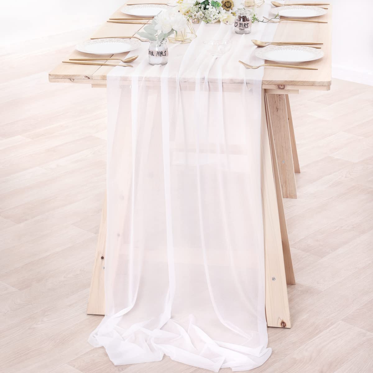 Camino de mesa de gasa, tela t - Linen Table Runner reseña y precio