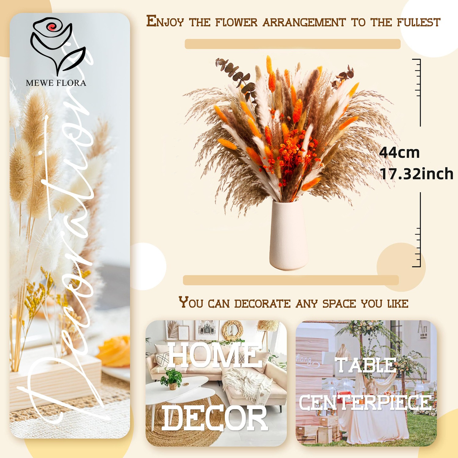 Conjunto de ramo de flores sec - Pampas Grass Decor reseña y precio
