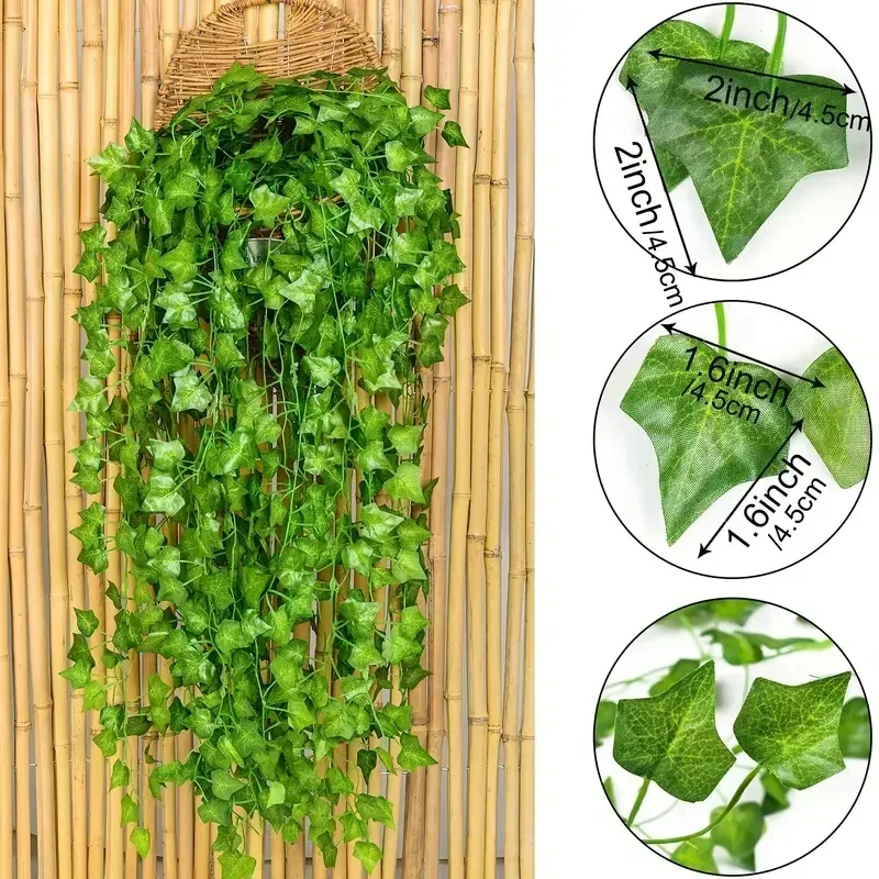 Hoja de hiedra verde Artificia - Rattan Plant Basket reseña y precio